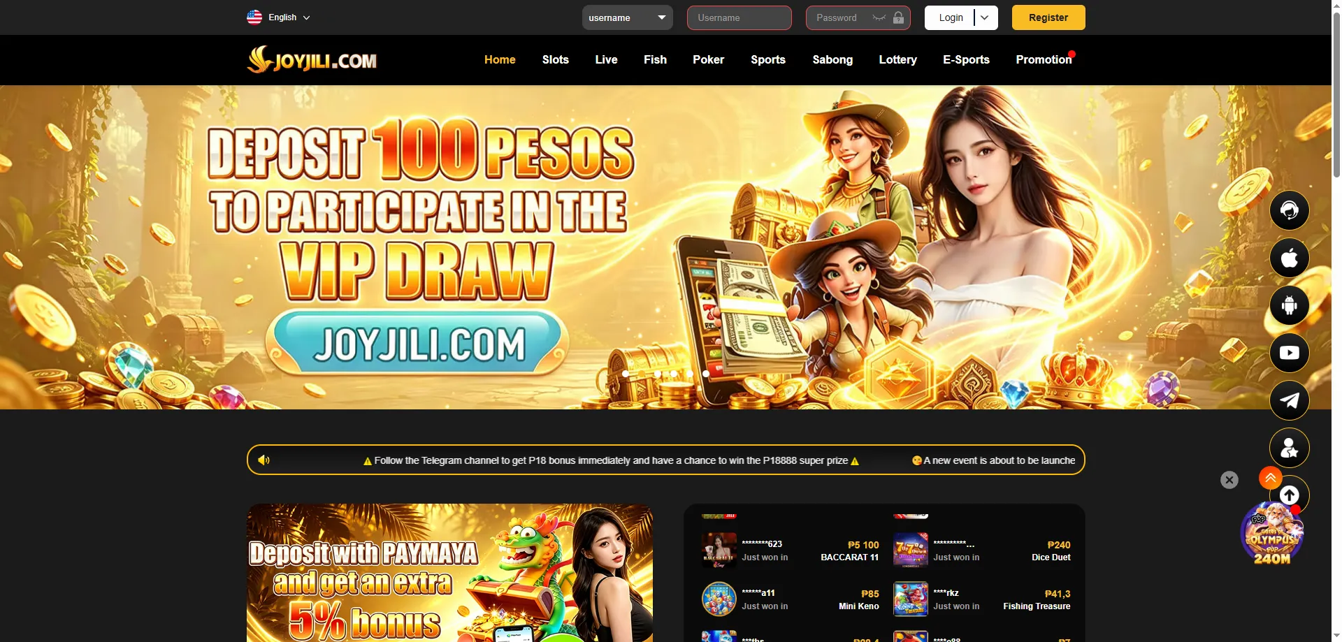 Joyjili casino website design and user interface overview